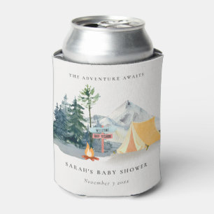 Rustic Pine Woods Camping Mountain Baby Shower Can Cooler