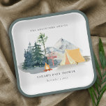 Rustic Pine Woods Camping Mountain Baby Shower Paper Plate<br><div class="desc">For any further customisation or any other matching items,  please feel free to contact me at yellowfebstudio@gmail.com</div>