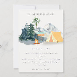 Rustic Pine Woods Camping Mountain Bridal Shower Thank You Card