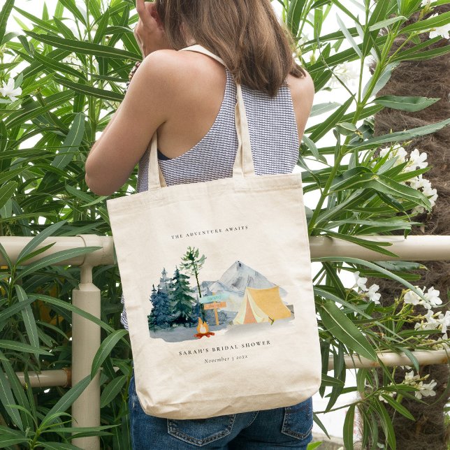 Rustic Pine Woods Camping Mountain Bridal Shower Tote Bag (Creator Uploaded)