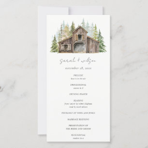 Rustic Pine Woods Forest Barnyard Wedding Program Thank You Card