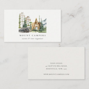 Rustic Pine Woods Watercolor Camping Mountain Camp Business Card