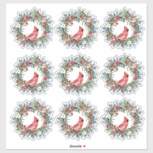 Rustic Pine Wreath Cardinal Christmas Gift Wrap