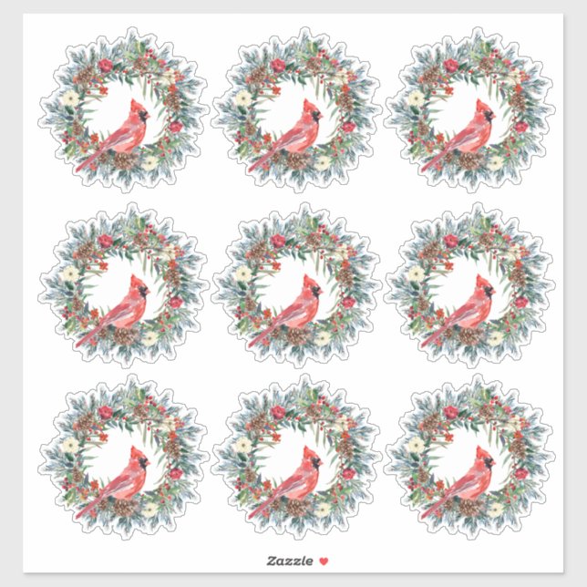 Rustic Pine Wreath Cardinal Christmas Gift Wrap (Sheet)