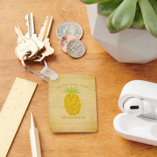 Rustic Pineapple Beach House Key Ring (Desk)