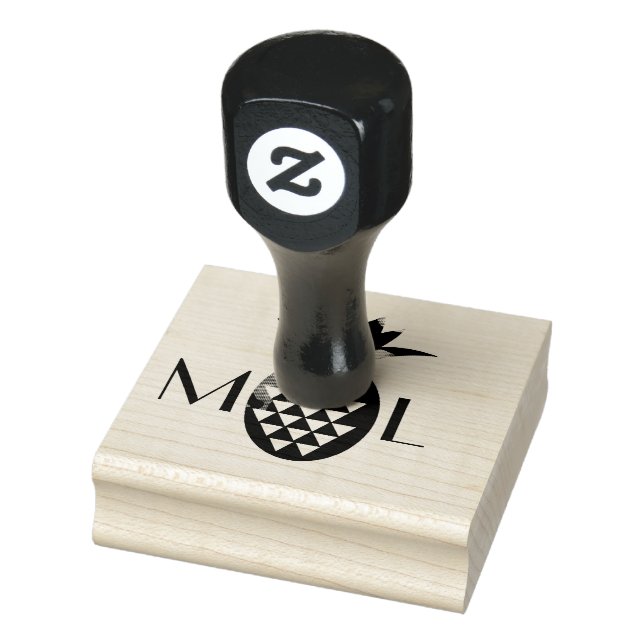 Rustic Pineapple Initial Logo Business Wedding Rubber Stamp (Stamp)