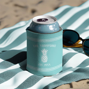 Rustic Pineapple Personalised Family Name Can Cooler