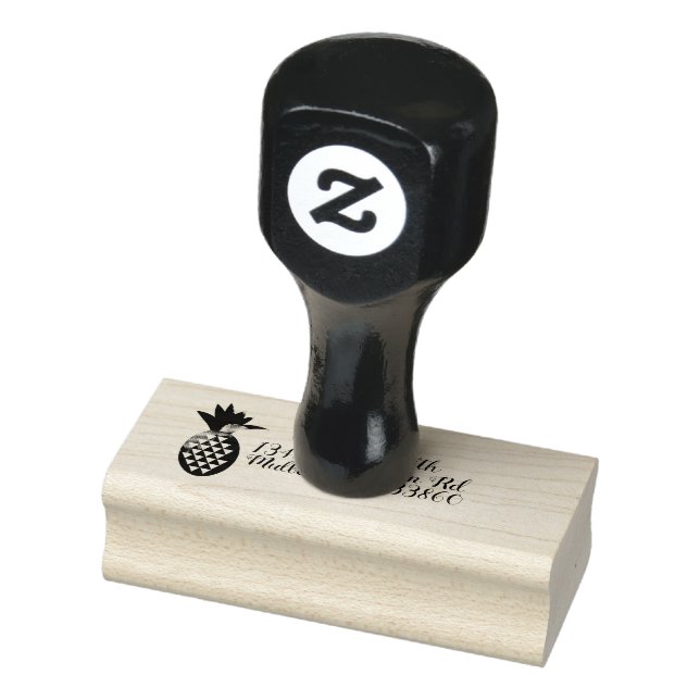 Rustic Pineapple Return Address Rubber Stamp (Stamp)