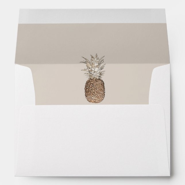 Rustic Pineapple Tropical Hawaiian Wedding Envelope (Back (Bottom))