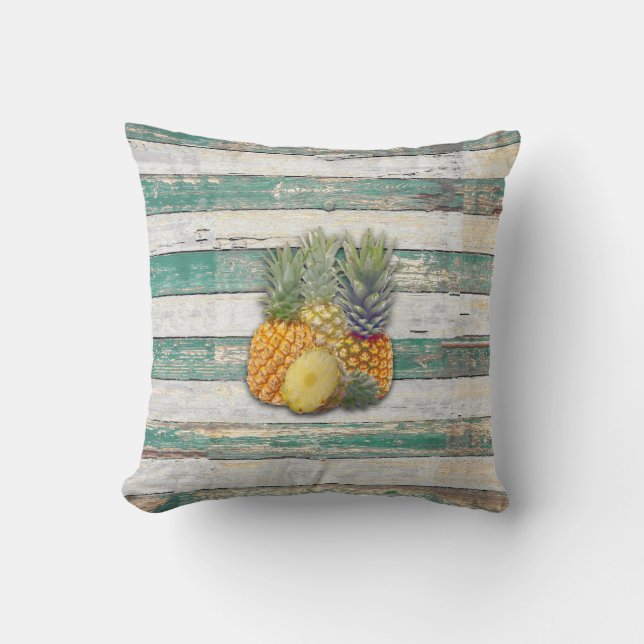 Rustic Pineapples (Teal) Cushion (Front)