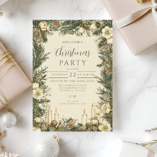 Rustic Pinecone Candle Christmas Invitation