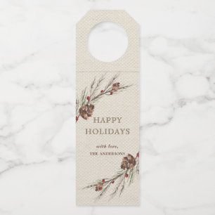 Rustic Pinecone Christmas Holiday Bottle Tag