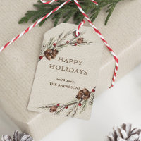 Rustic Pinecone Christmas Holiday Gift Tags