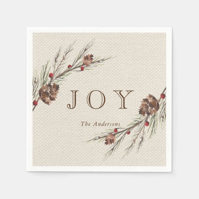Rustic Pinecone Christmas Holiday Paper Napkin (Front)