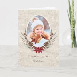 Rustic Pinecone Christmas Holiday Photo Card