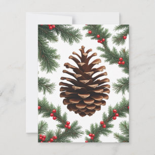 Rustic Pinecone Flat Holiday Card – Farmhouse Chri