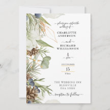 Rustic Pinecone Greenery Border  on White
