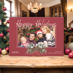 Rustic Pinecone Holiday Photo Christmas Card