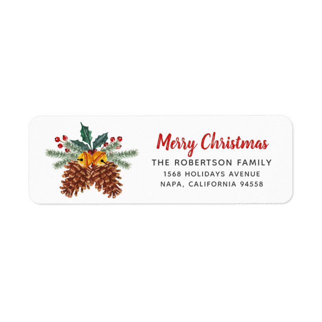 Rustic Pinecone Holly Merry Christmas Family (Front)