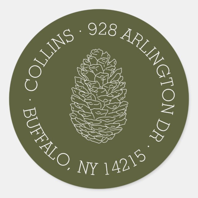 Rustic Pinecone Round Return Address Label (Front)