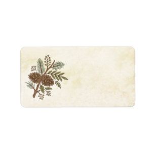 Rustic Pinecone Watercolor Christmas Blank Label