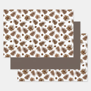 Rustic Pinecone Watercolor Wrapping Paper Sheet