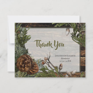 Rustic Pinecone Wedding Thank You Card