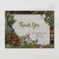 Rustic Pinecone Wedding Thank You