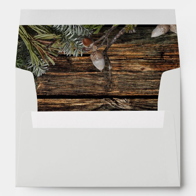 Rustic Pinecone Winter Wedding Envelope (Back (Bottom))