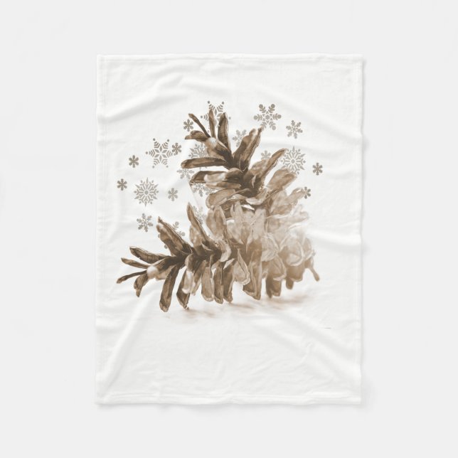 Rustic Pinecones in the Snow Fleece Blanket (Front)