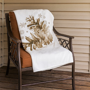 Rustic Pinecones in the Snow Fleece Blanket