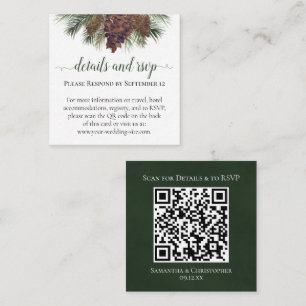 Rustic Pinecones Wedding Details & RSVP QR Code Enclosure Card