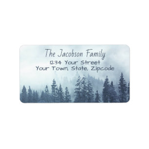 Rustic Pines Foggy Blue Mountain Return Address Label