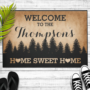 Rustic Pines Personalised (brown) Welcome Doormat