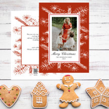 Rustic Pines Red Frame Elegant Photo Christmas