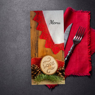 Rustic Pines Red Vintage Lace Woods Wedding Menu