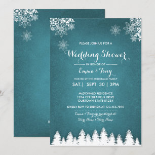Rustic Pines Winter Wedding Shower Invitation