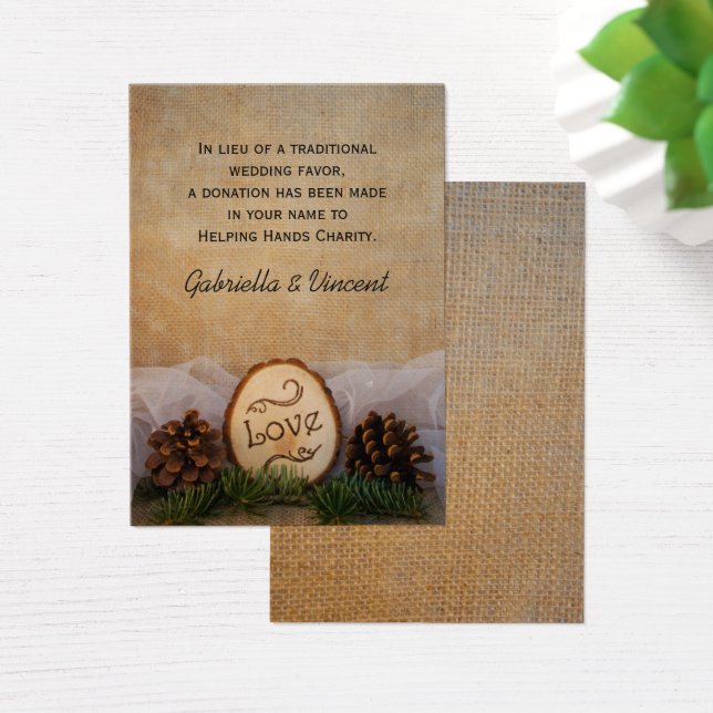 Rustic Pines Woodland Wedding Charity Favour (Desk)