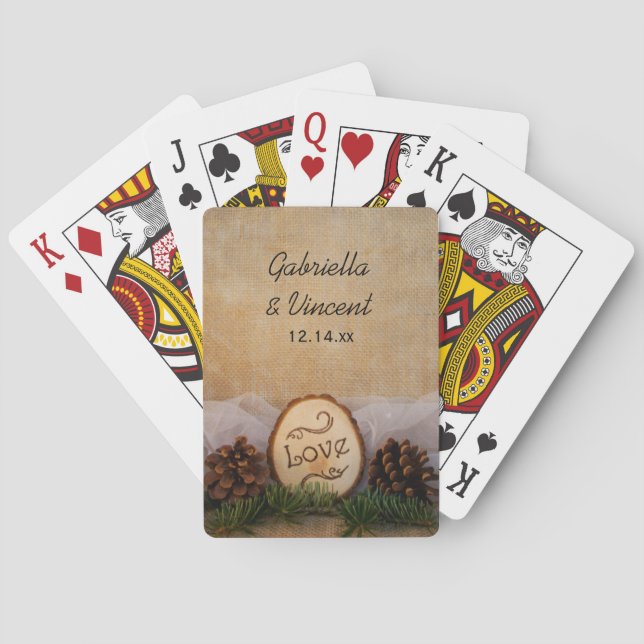 Rustic Pines Woodland Wedding Playing Cards (Back)