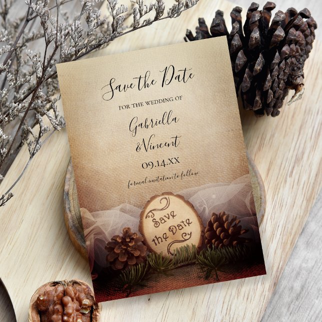 Rustic Pines Woodland Wedding Save the Date (Creator Uploaded)