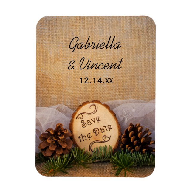 Rustic Pines Woodland Wedding Save the Date Magnet (Vertical)