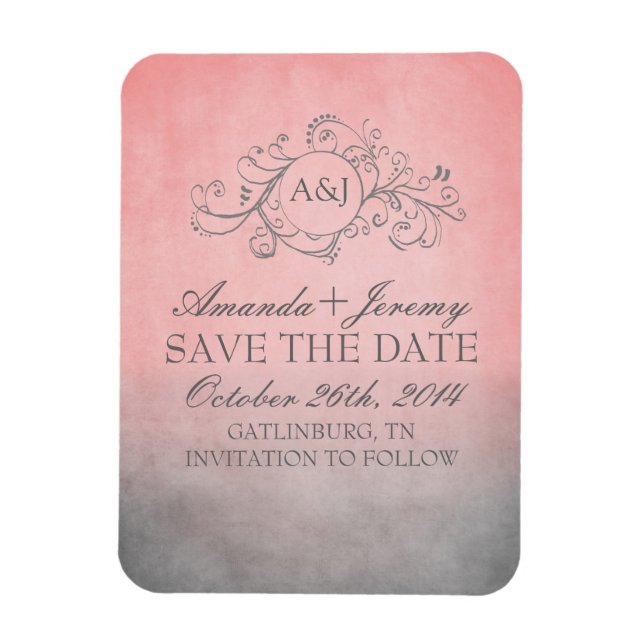 Rustic Pink and Grey Bohemian Save The Date Magnet (Vertical)