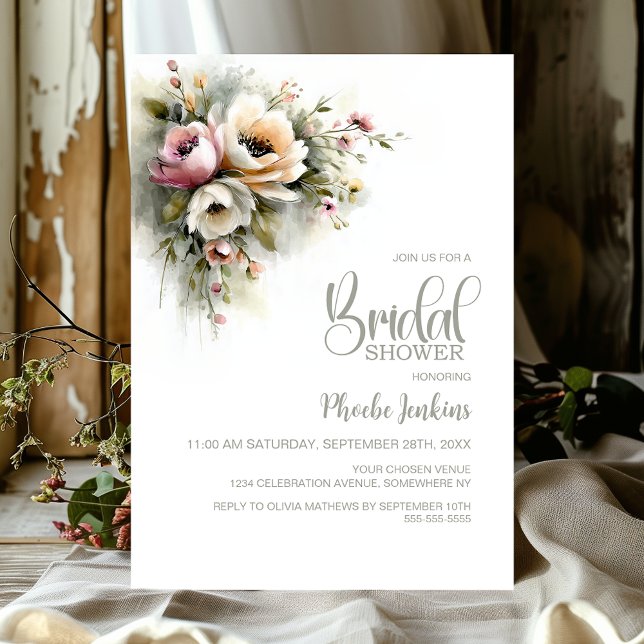 Rustic Pink and Orange Floral Bridal Shower Invitation (Creator Uploaded)