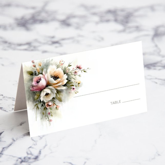 Rustic Pink and Orange Floral Wedding Place Card (Creator Uploaded)