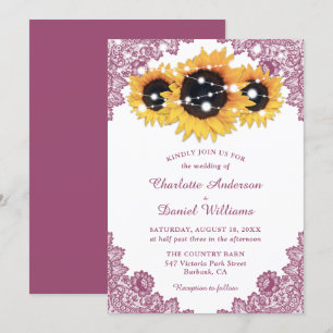 Rustic Pink and Sunflower Wedding Invitation