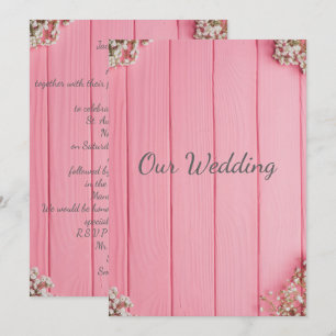Rustic pink baby’s breath invitation