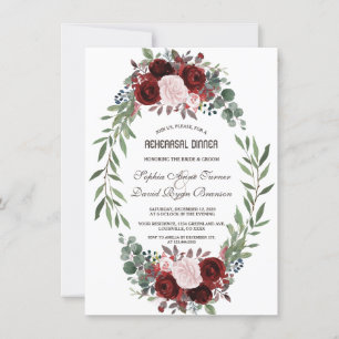 Rustic Pink Blush Floral Bloom Rehearsal Dinner Invitation