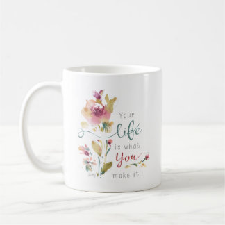 Rustic Pink Botanical Watercolor Quote Coffee Mug