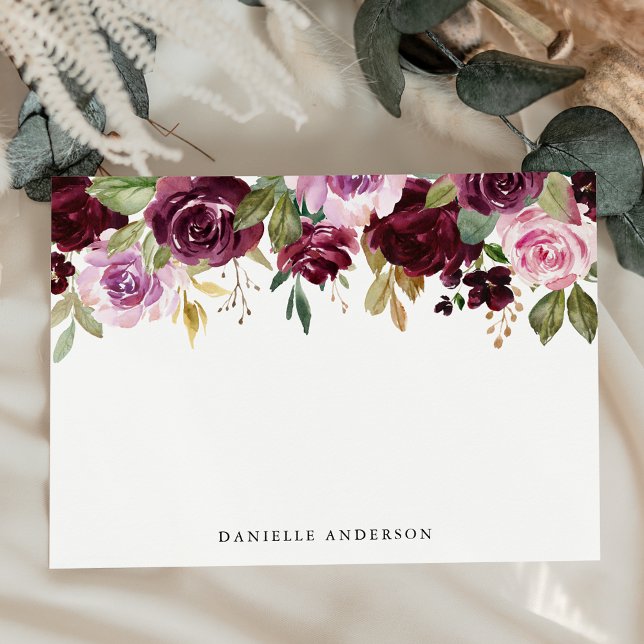Rustic Pink Burgundy and Purple Floral Stationery (Creator Uploaded)