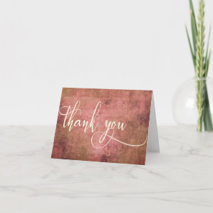 Rustic Pink & Burlap Vintage 3 Thank You Card
